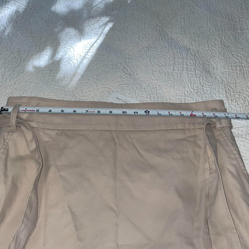Ann Taylor Factory Khaki Tan Beige Faux Wrap Skirt with Tie Belt Size 16‎ - Picture 7 of 8